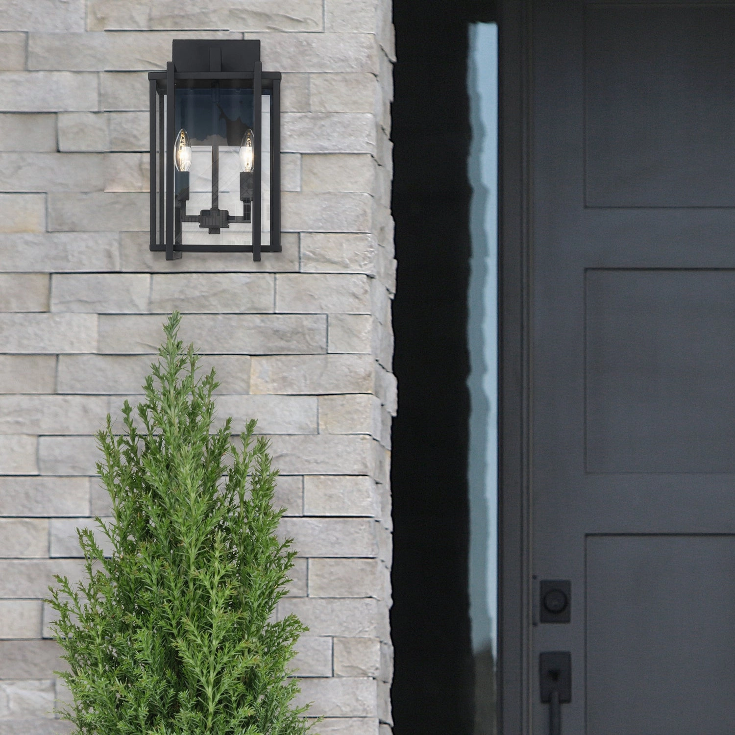 Tribeca Two Light Outdoor Wall Sconce Natural Black