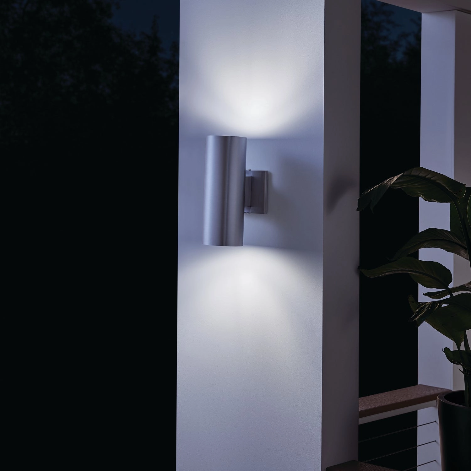 Two Light Outdoor Wall Mount Brushed Aluminum