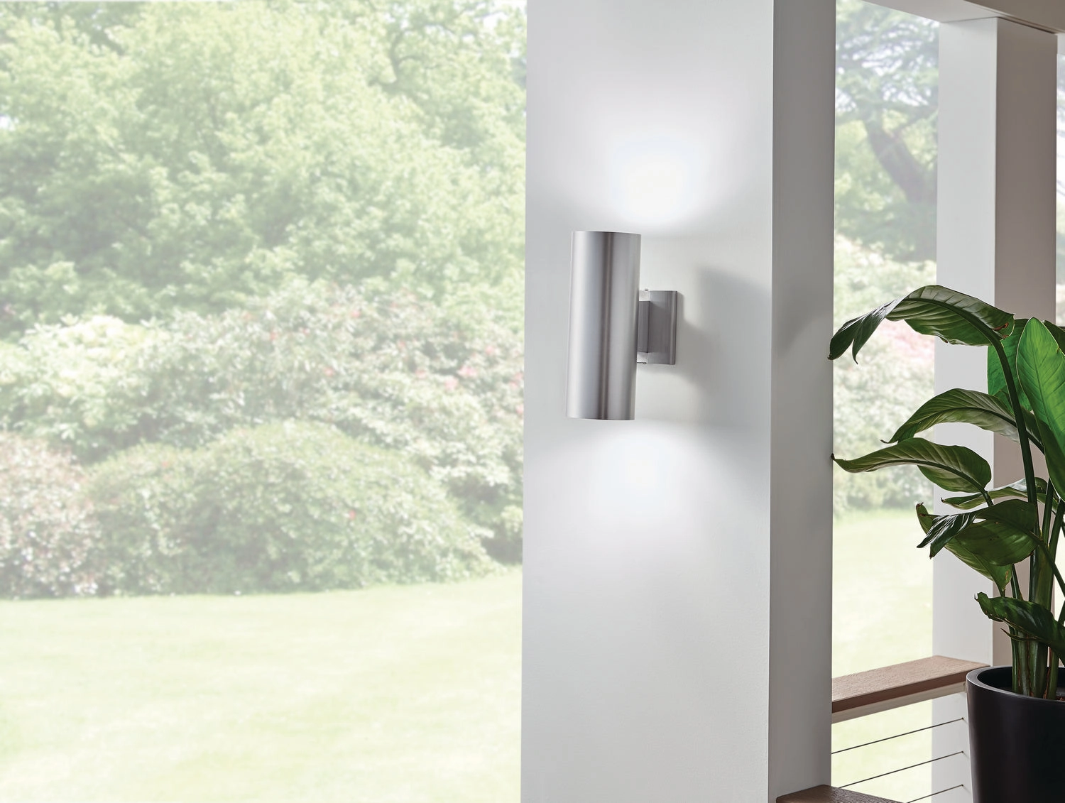 Two Light Outdoor Wall Mount Brushed Aluminum