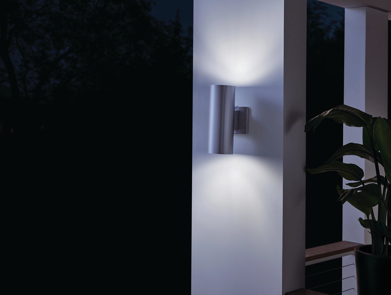 Two Light Outdoor Wall Mount Brushed Aluminum