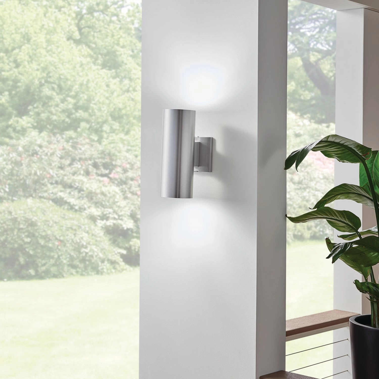 Two Light Outdoor Wall Mount Brushed Aluminum