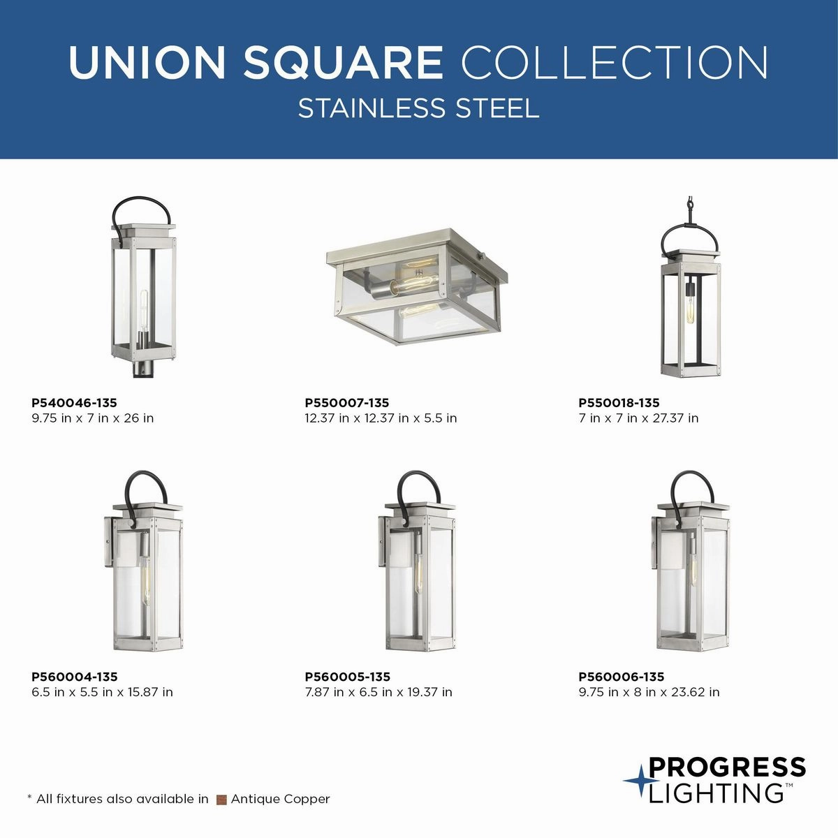 Union Square One Light Wall Lantern Stainless Steel