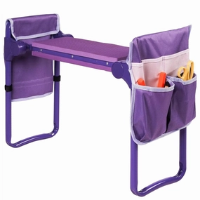 Upgrade Garden Kneeler Seat Garden Stools Bench with 2 Tool Pouches, Purple ergonomic garden hand tools for seniors