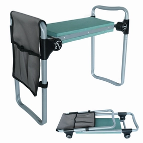 Upgrade Garden Kneeler Seat Garden Stools Bench with Tool Pocket, Green ergonomic garden hand tools for seniors