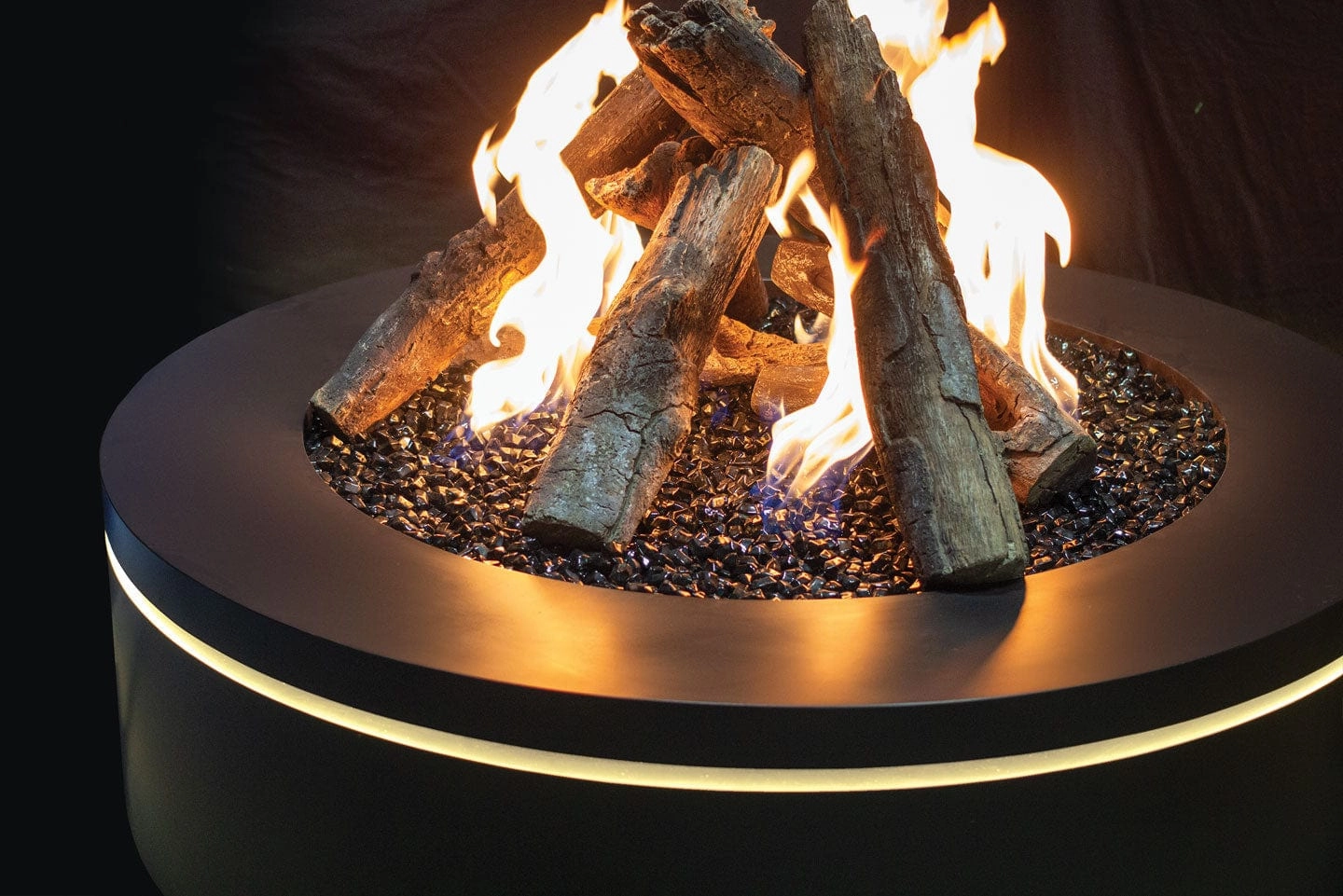 Urbana Luxury Halo 47" Round Black Stainless Steel Gas Fire Pit URUFP47RSB24
