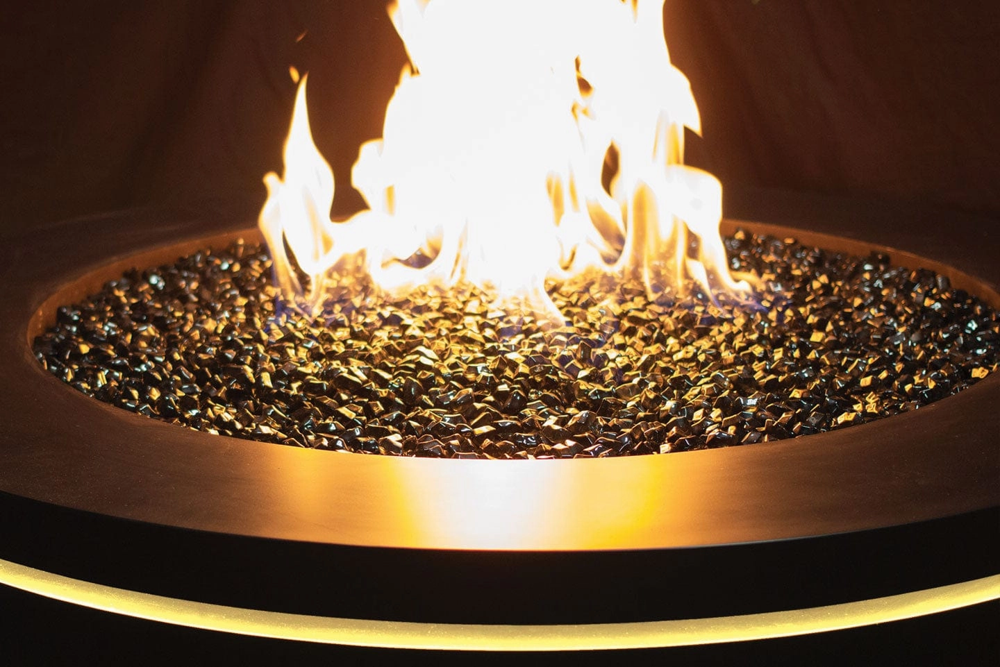 Urbana Luxury Halo 47" Round Black Stainless Steel Gas Fire Pit URUFP47RSB24