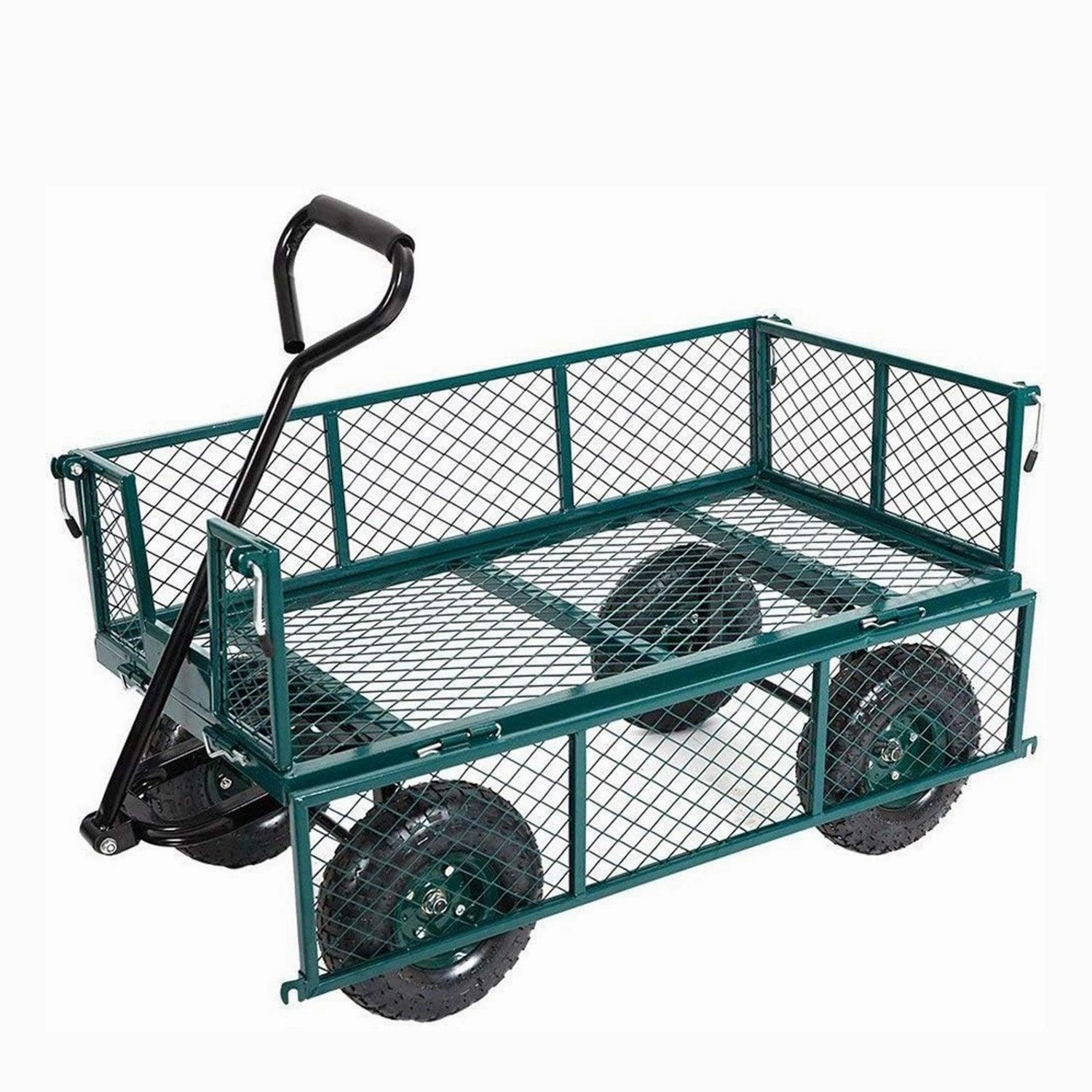 Utility Wagon Garden Cart Heavy Duty Steel Farm Cart with Removable Folding Sides ergonomic garden hand tools for seniors