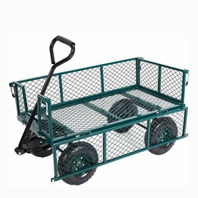 Utility Wagon Garden Cart Heavy Duty Steel Farm Cart with Removable Folding Sides ergonomic garden hand tools for seniors