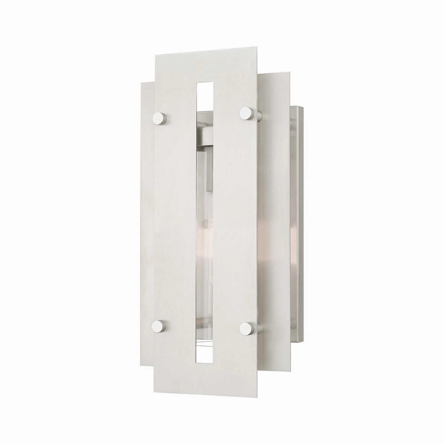 Utrecht One Light Outdoor Wall Lantern Brushed NickelsOutdoor wall sconces with motion sensor