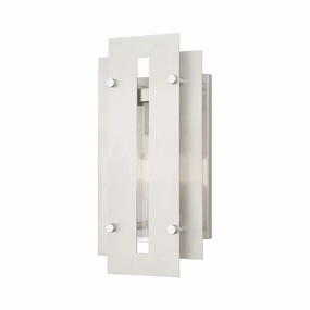 Utrecht One Light Outdoor Wall Lantern Brushed NickelsOutdoor wall sconces with motion sensor