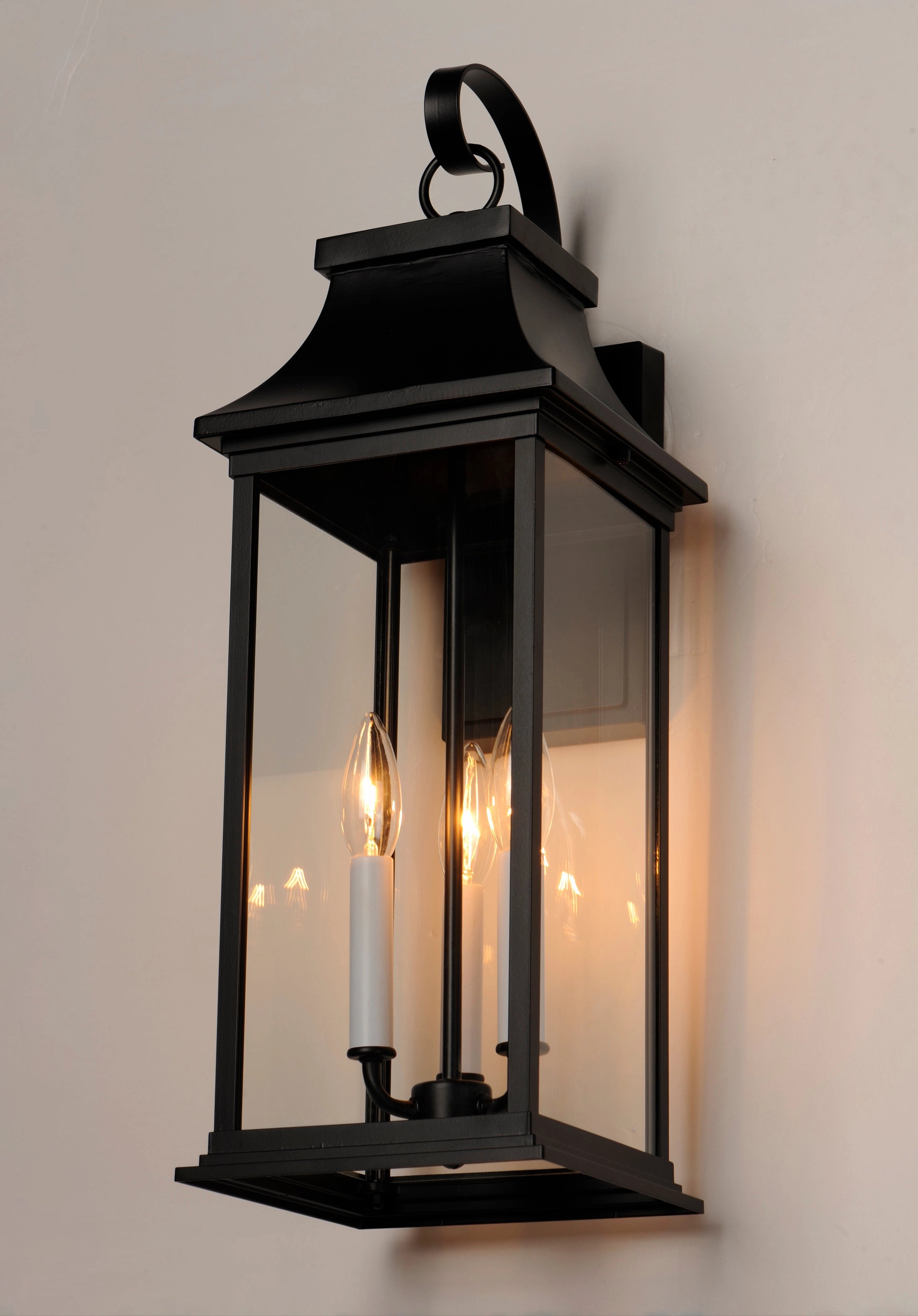 Vicksburg Three Light Outdoor Wall Lantern Black