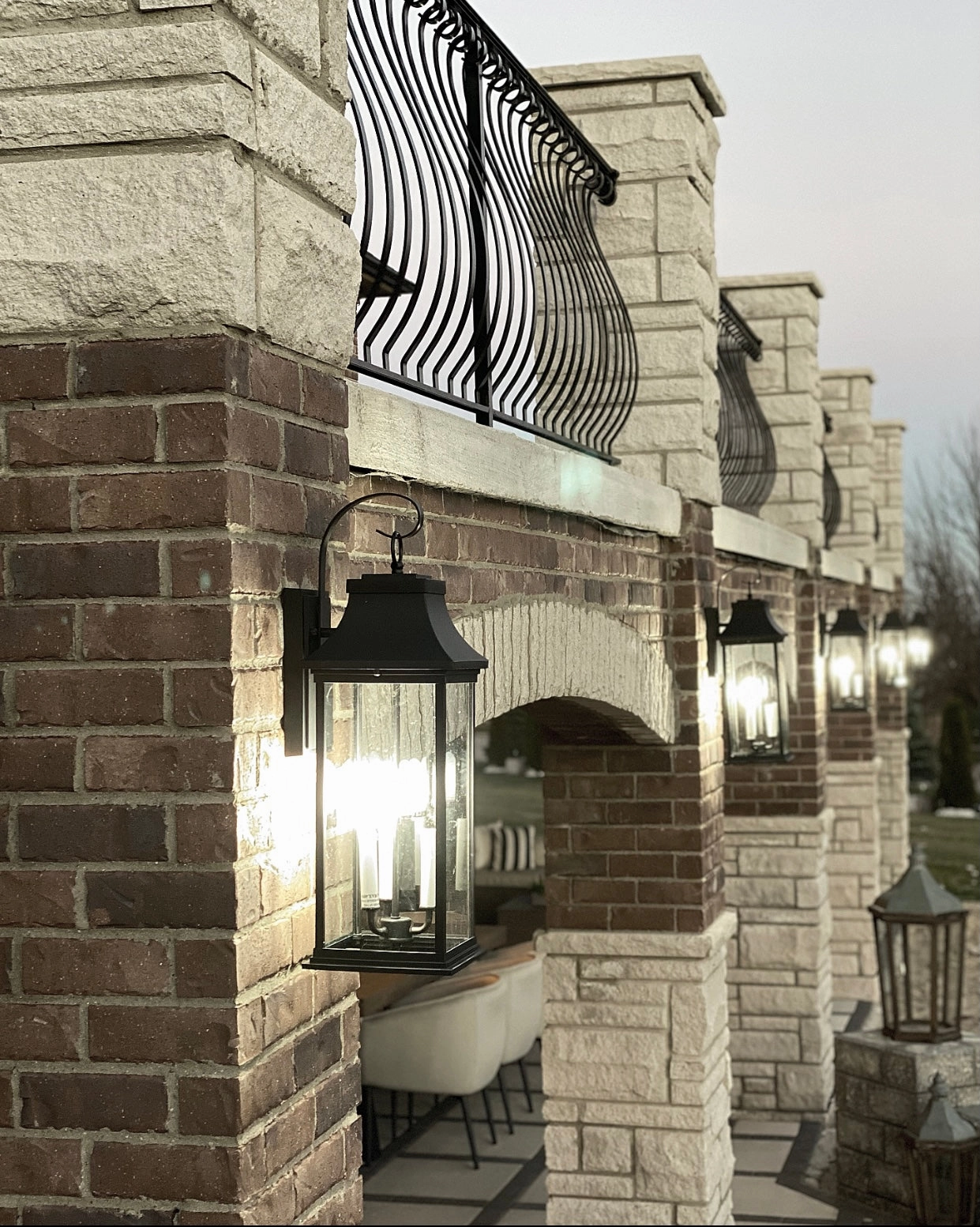 Vicksburg Three Light Outdoor Wall Lantern Black