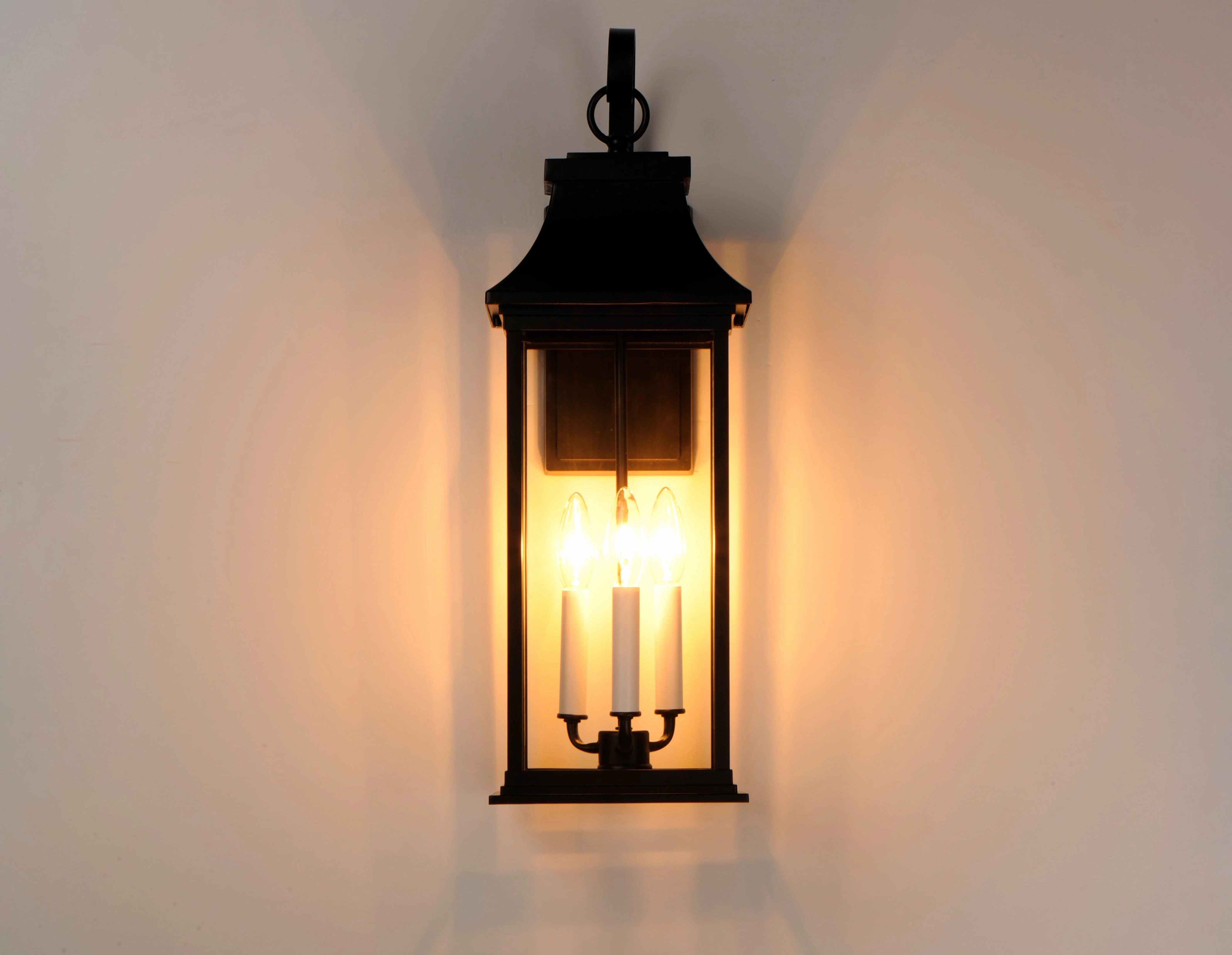 Vicksburg Three Light Outdoor Wall Lantern Black