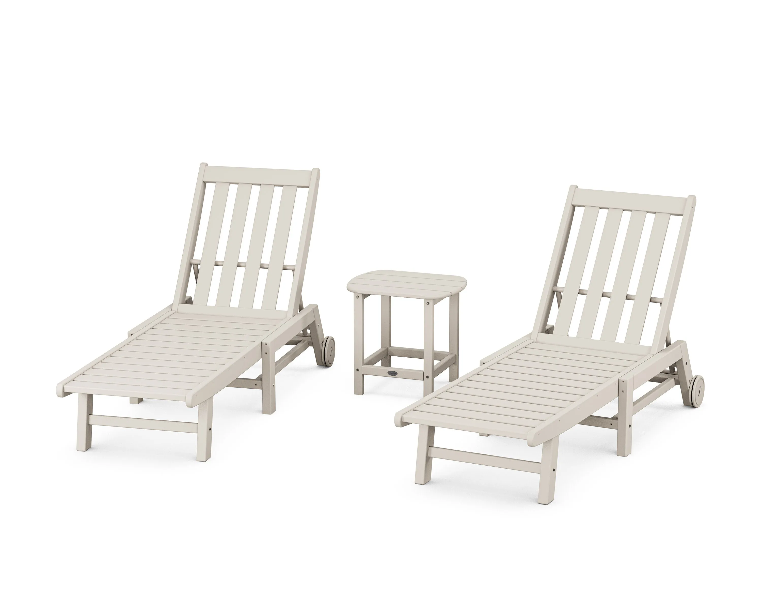 Vineyard 3-Piece Chaise with Wheels Set