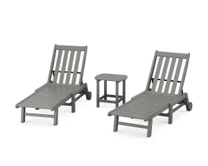 Vineyard 3-Piece Chaise with Wheels Setoutdoor patio dining furniture set