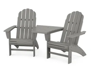 Vineyard 3-Piece Curveback Adirondack Set with Angled Connecting Tableoutdoor patio dining furniture set