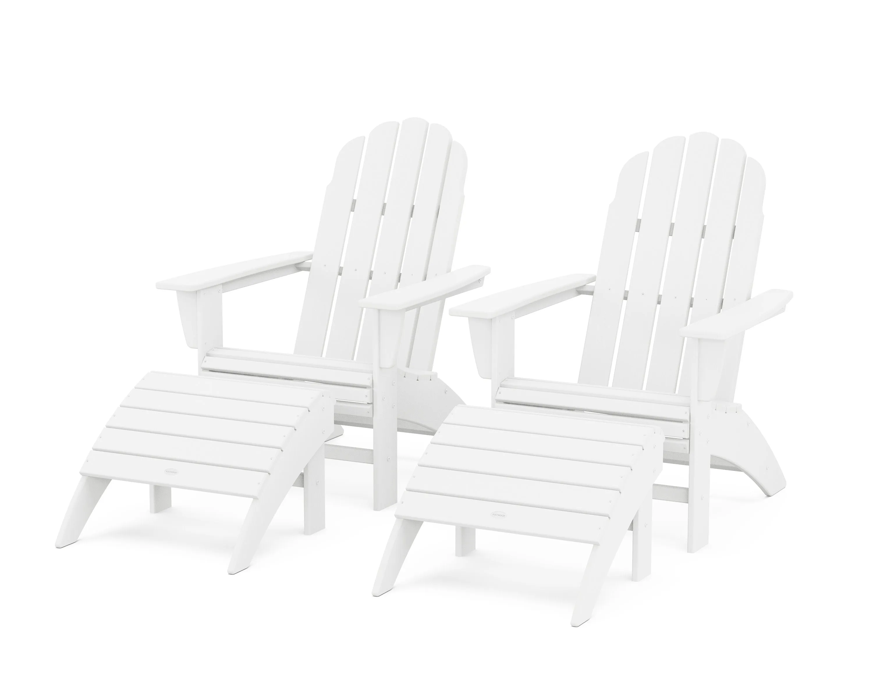 Vineyard Curveback Adirondack Chair 4-Piece Set with Ottomans