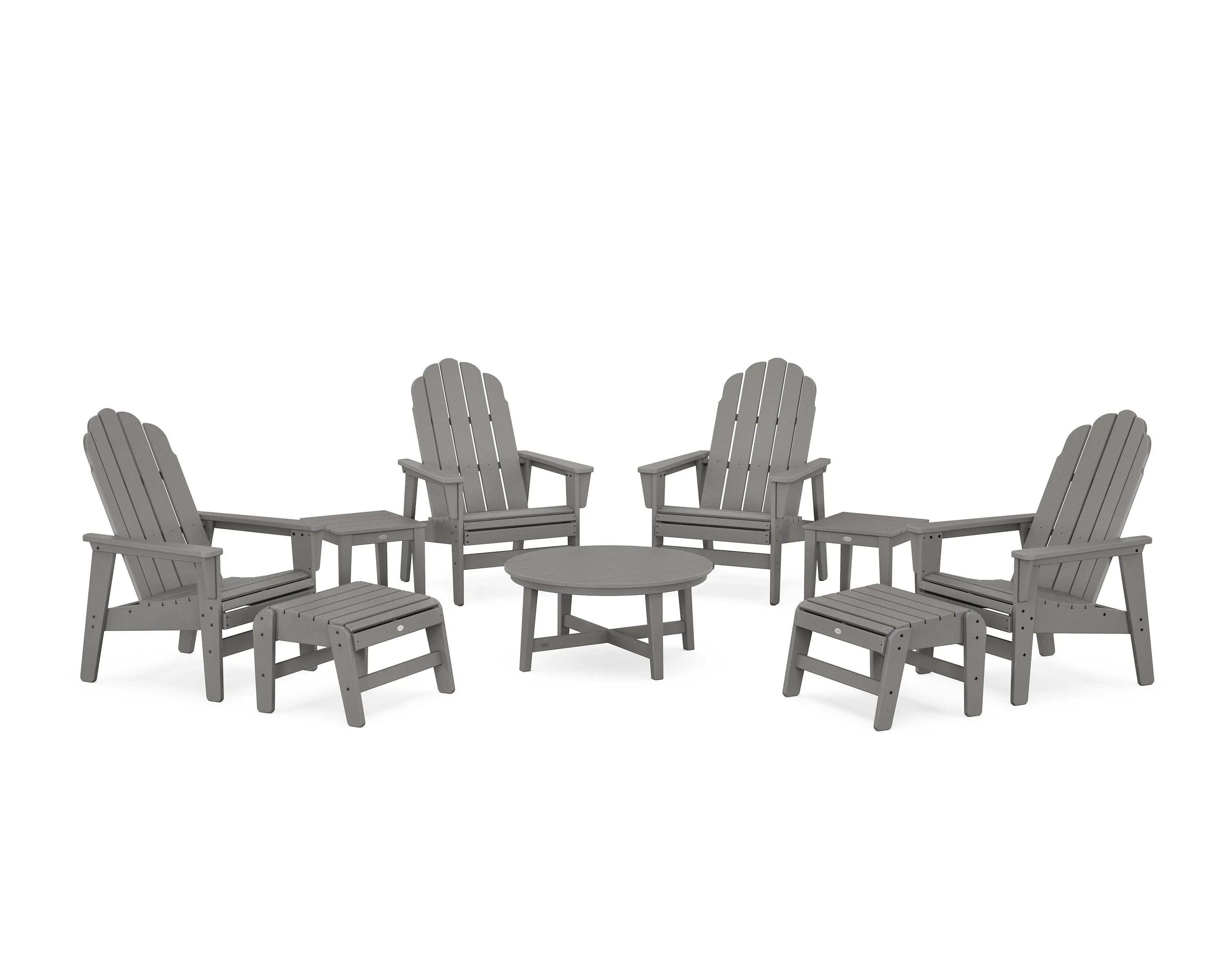 Vineyard Grand Upright Adirondack 9-Piece Conversation Setoutdoor patio dining furniture set