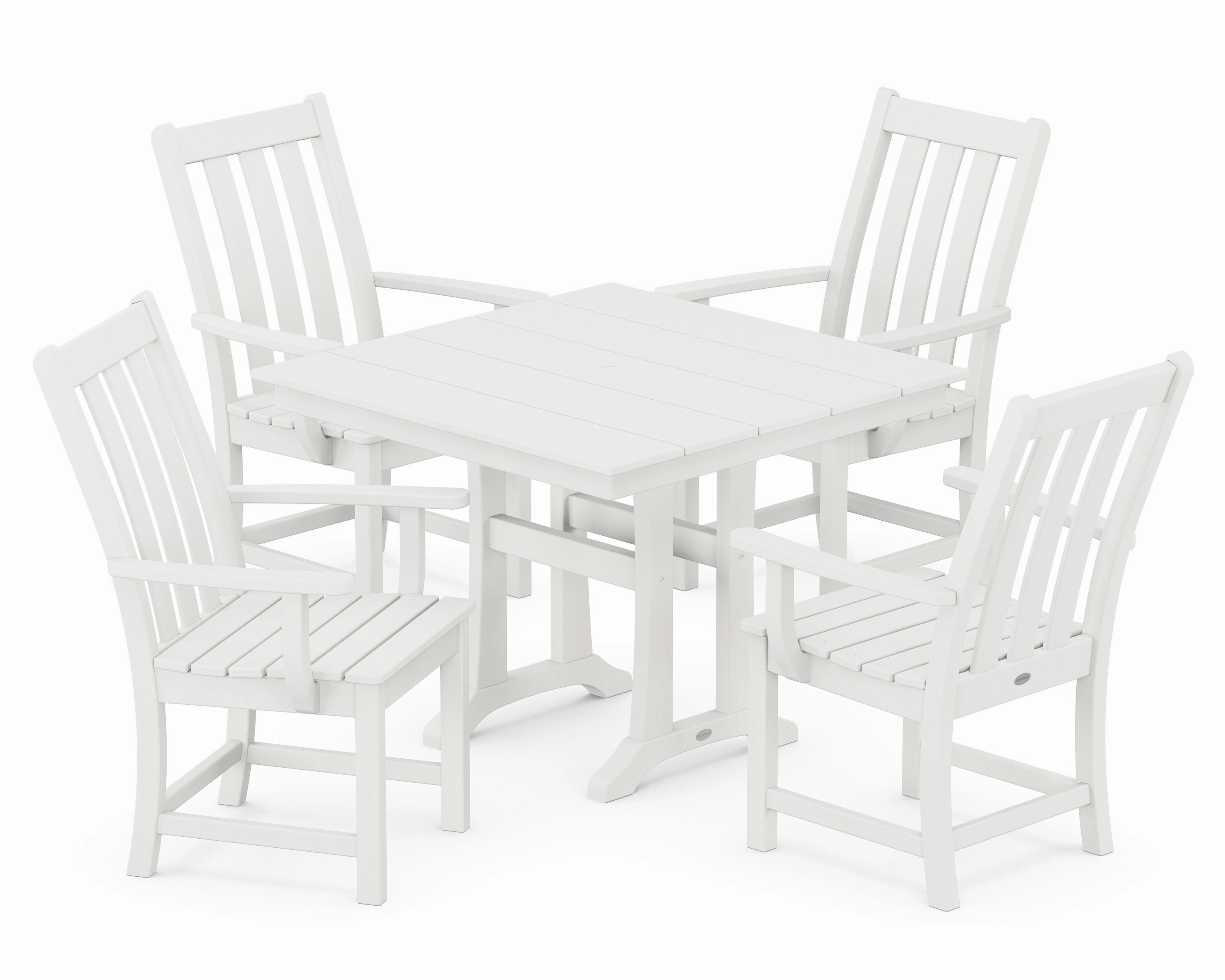 Vineyard 5-Piece Farmhouse Trestle Arm Chair Dining Set