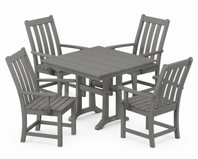 Vineyard 5-Piece Farmhouse Trestle Arm Chair Dining Setoutdoor patio furniture set