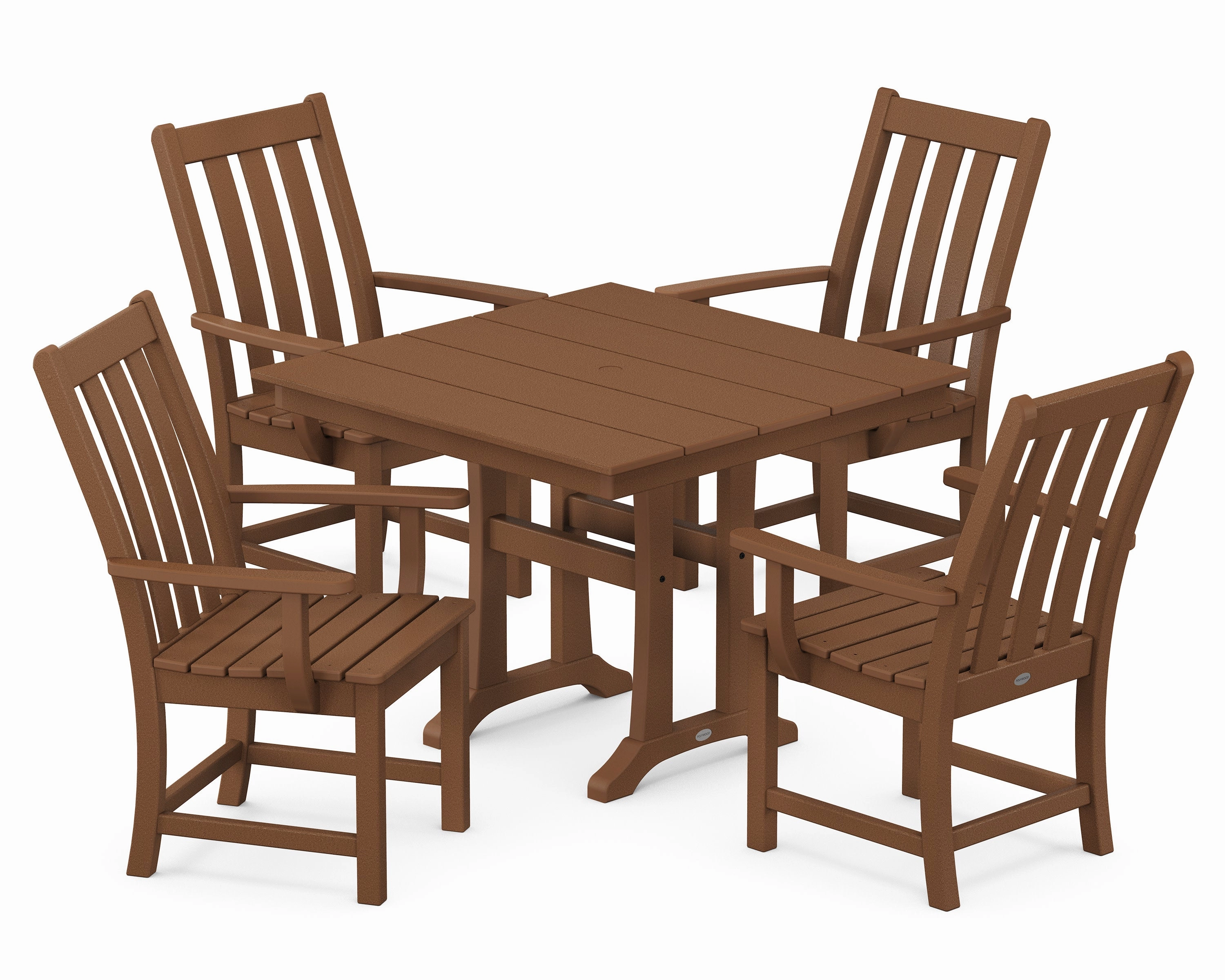Vineyard 5-Piece Farmhouse Trestle Arm Chair Dining Set
