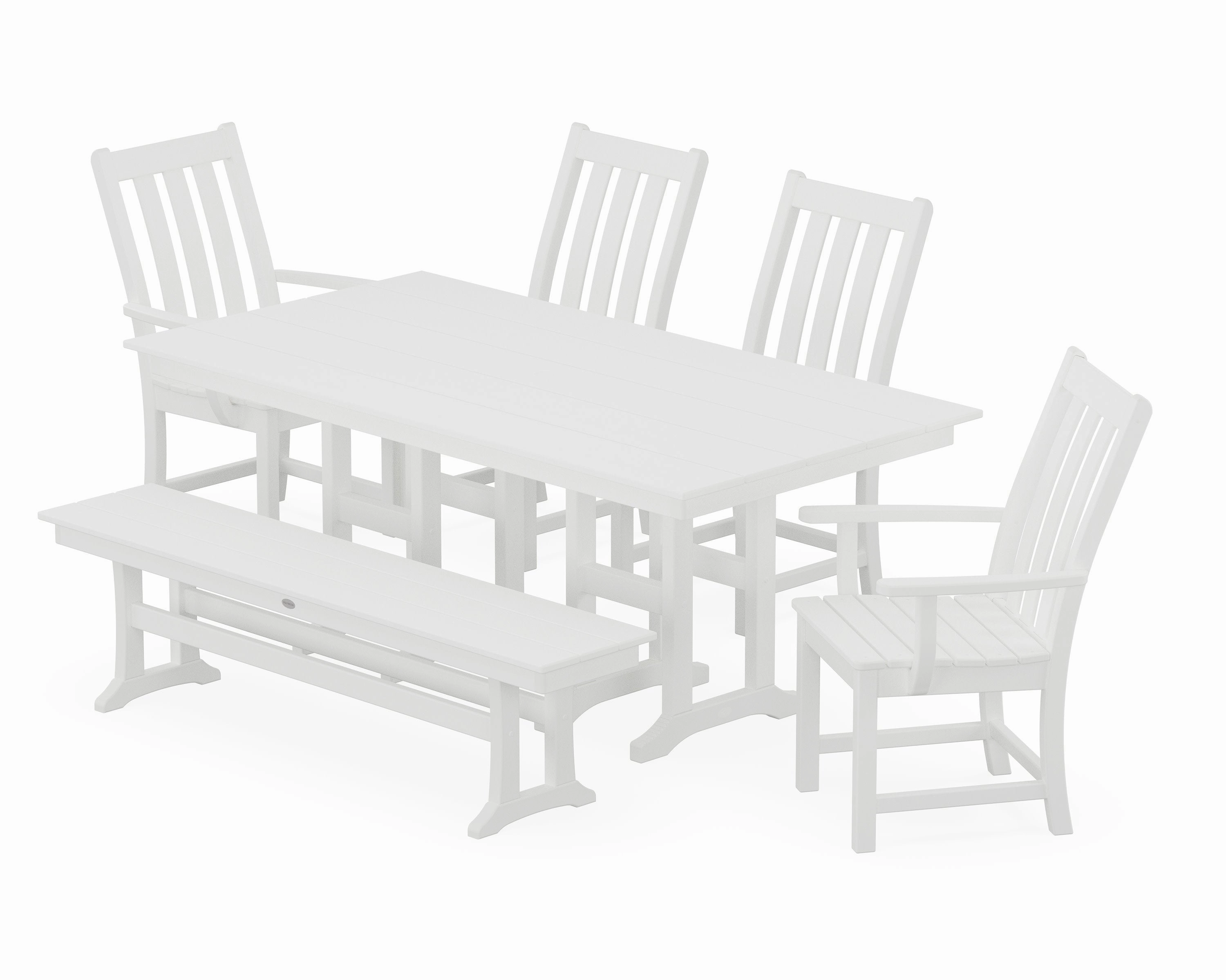 Vineyard 6-Piece Farmhouse Dining Set with Bench