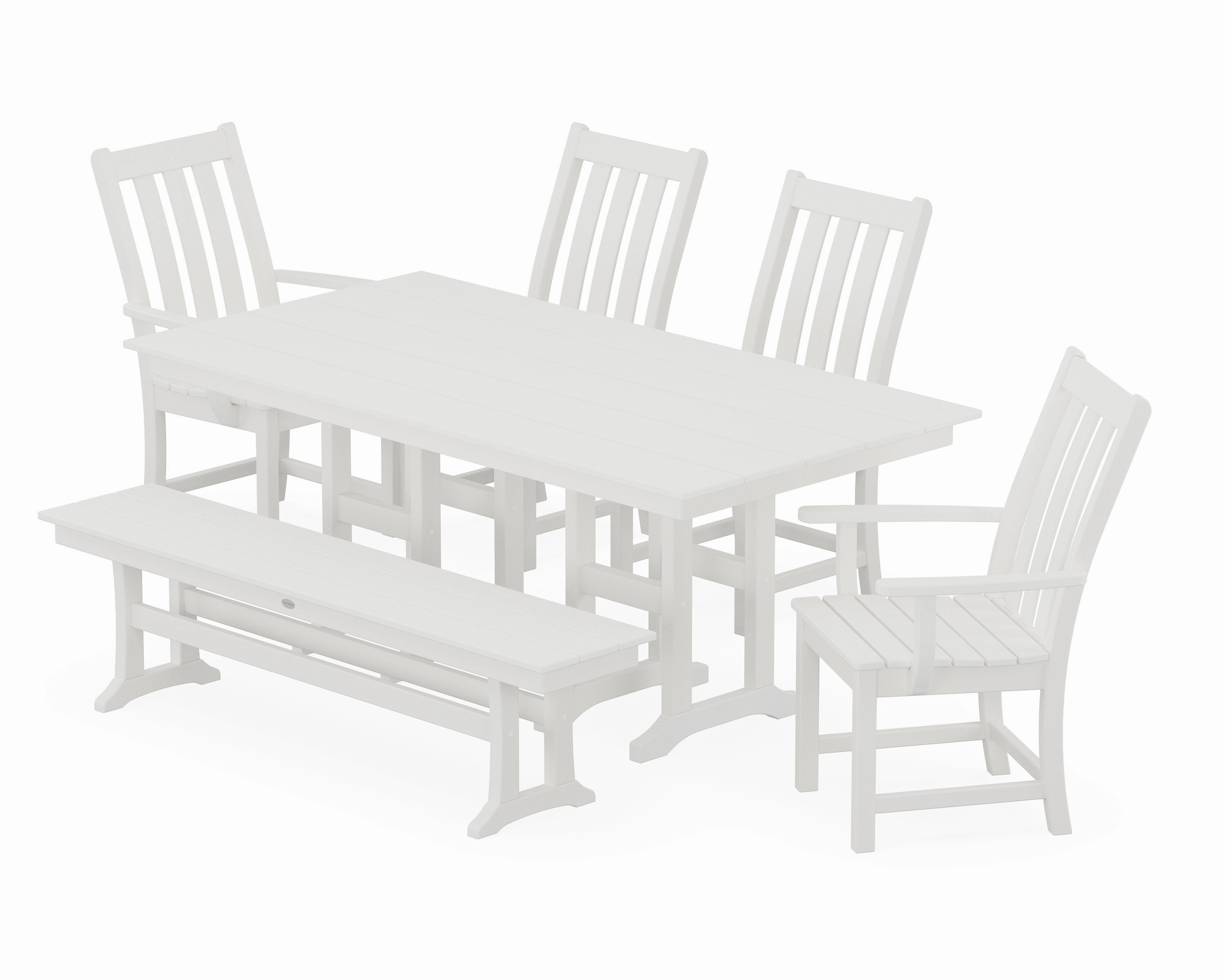 Vineyard 6-Piece Farmhouse Dining Set with Bench