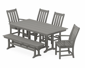 Vineyard 6-Piece Farmhouse Dining Set with Benchoutdoor patio furniture set