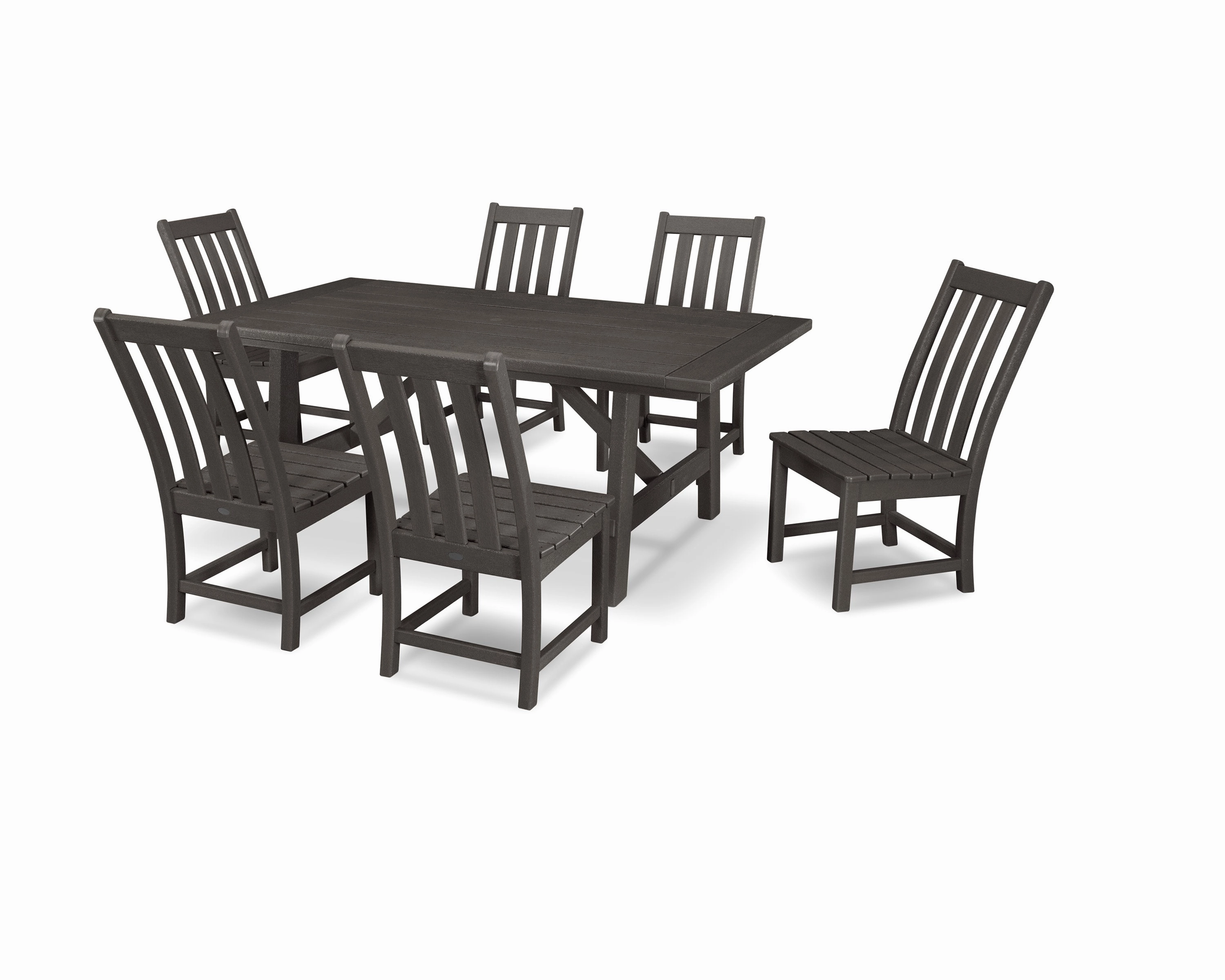 Vineyard 7-Piece Rustic Farmhouse Side Chair Dining Set