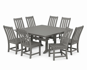 Vineyard 9-Piece Farmhouse Trestle Dining Setoutdoor patio furniture set