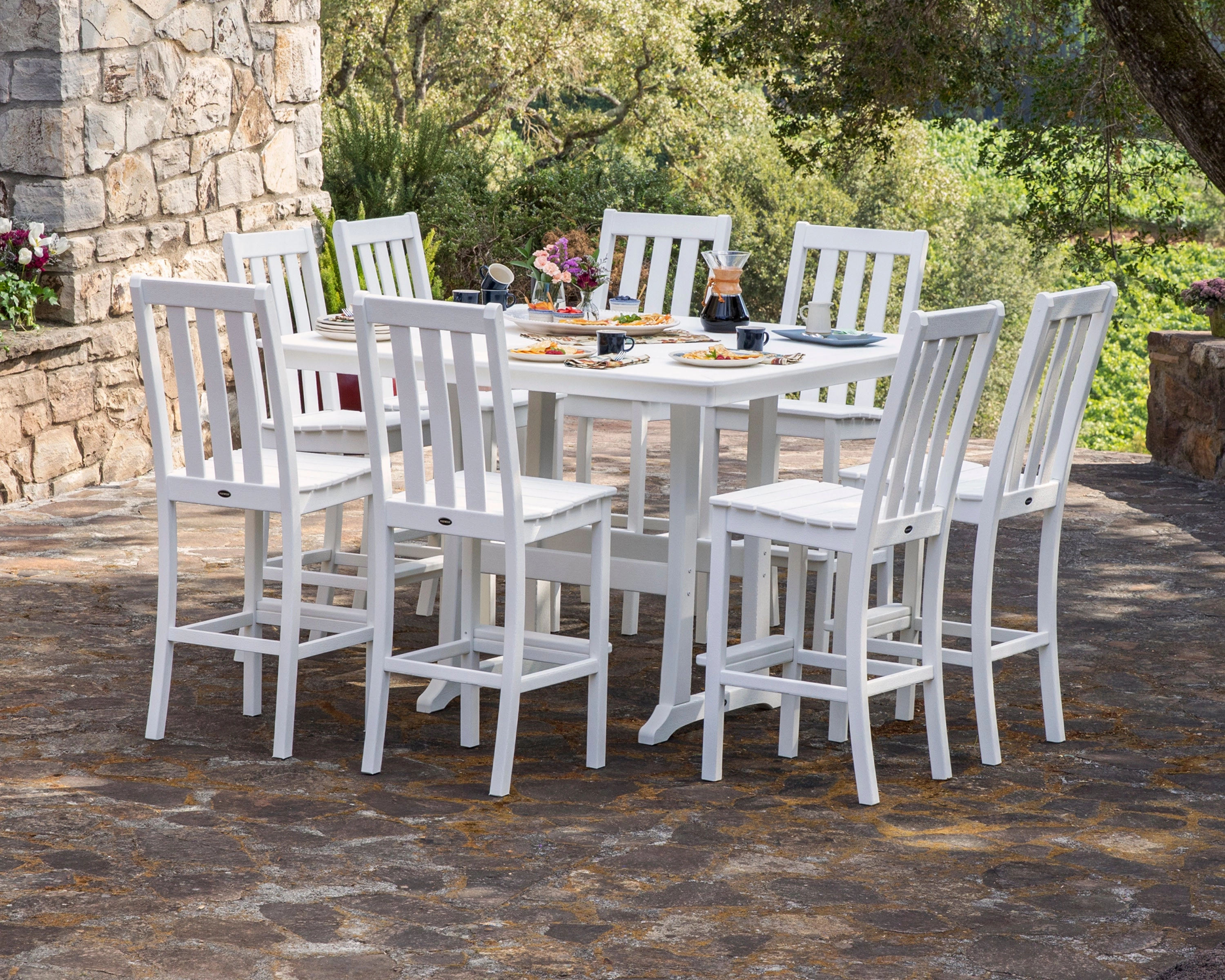 Vineyard 9-Piece Nautical Trestle Bar Set