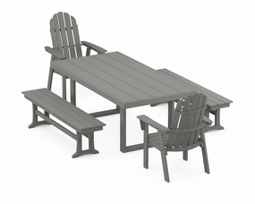 Vineyard Adirondack 5-Piece Dining Set with Benchesoutdoor patio furniture set