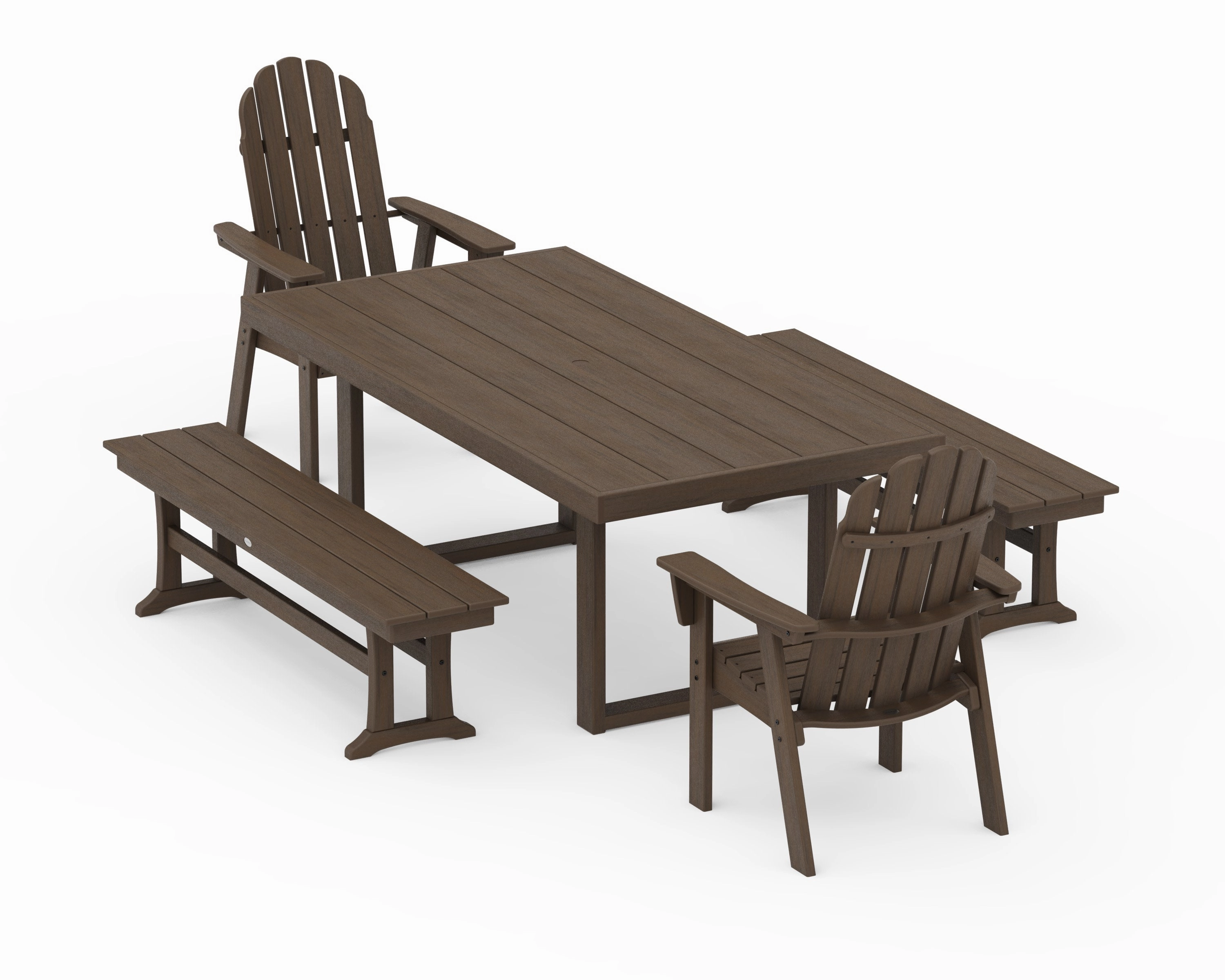 Vineyard Adirondack 5-Piece Dining Set with Benches
