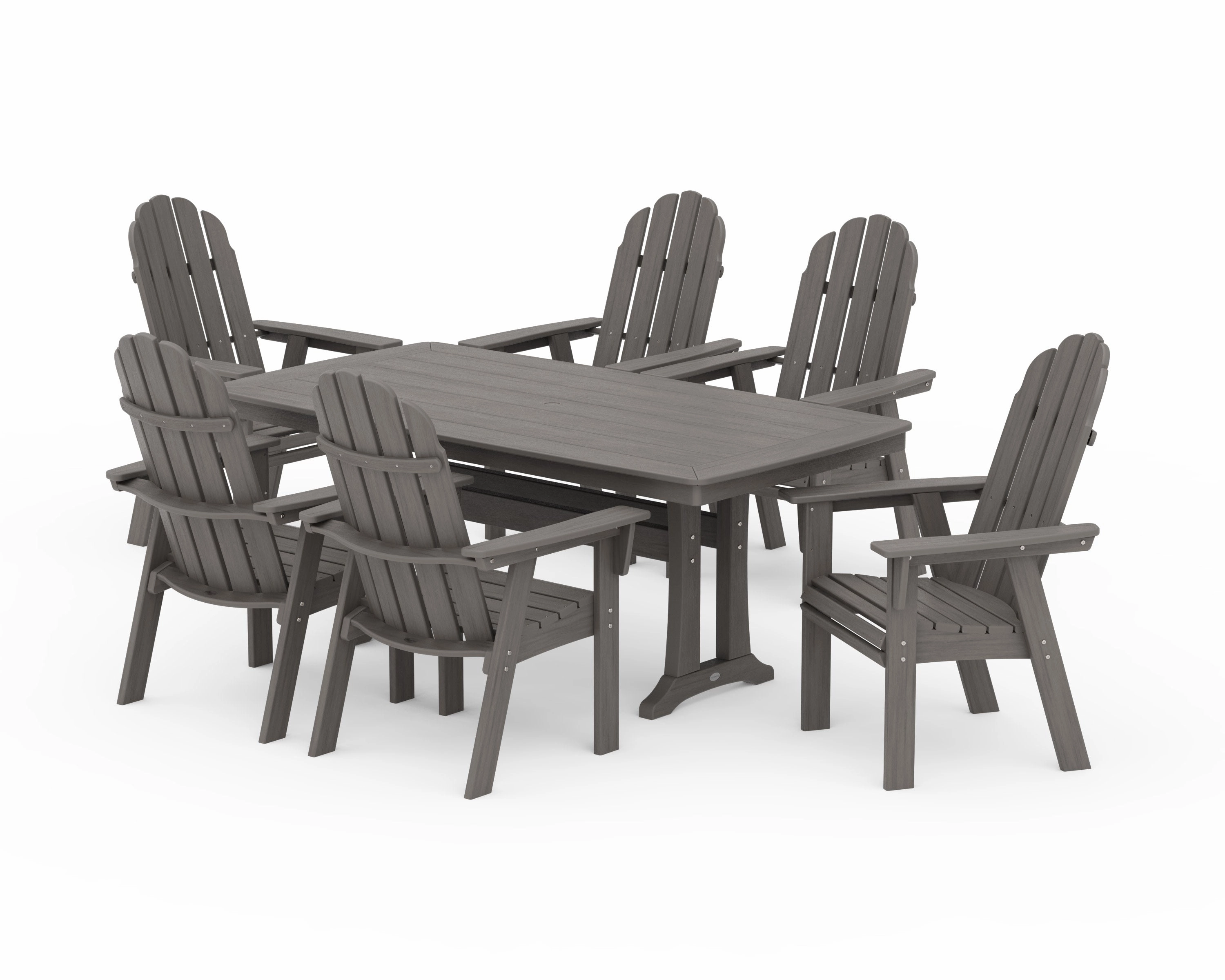 Vineyard Curveback Adirondack 7-Piece Dining Set with Trestle Legs