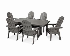 Vineyard Curveback Adirondack 7-Piece Dining Set with Trestle Legsoutdoor patio furniture set