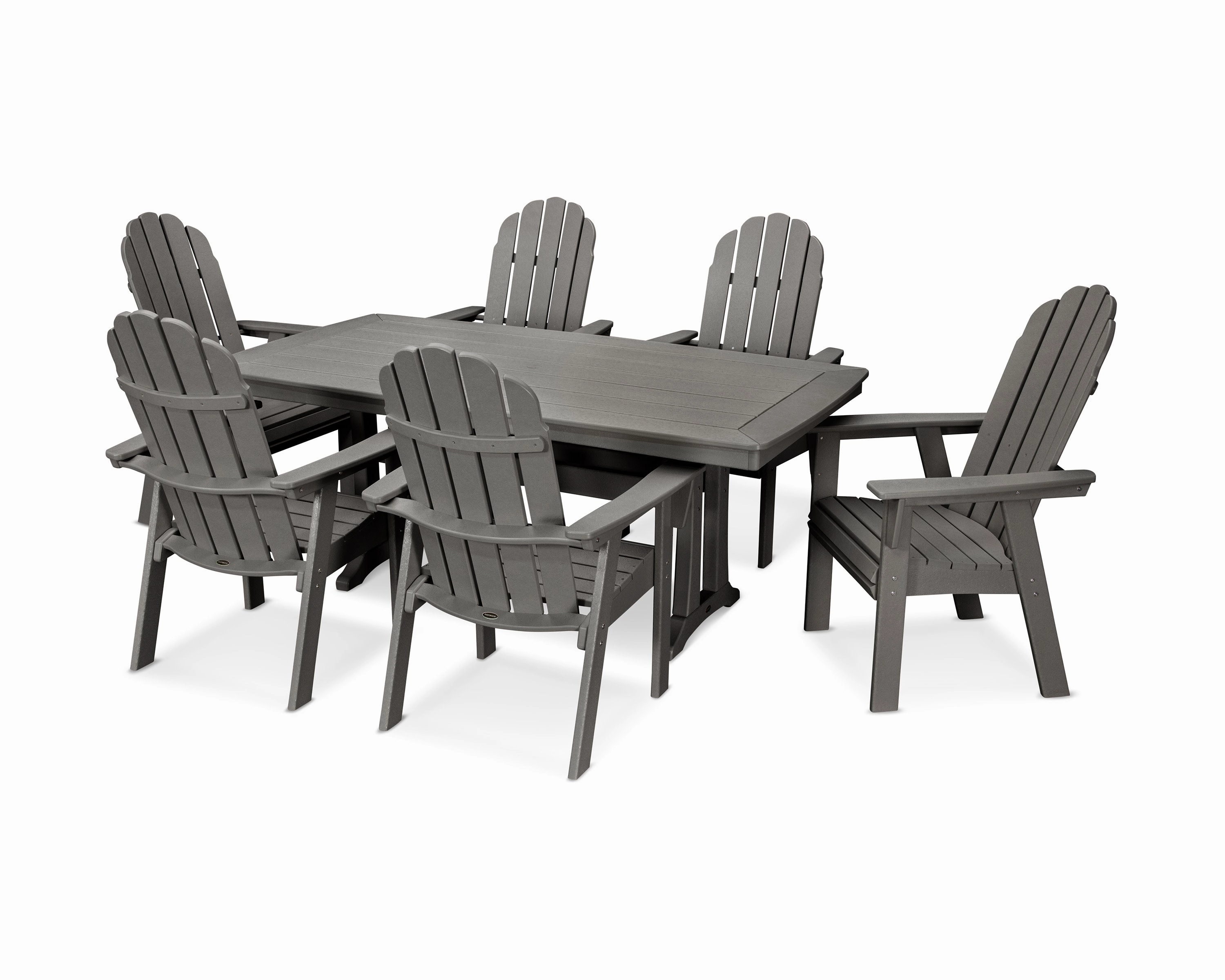 Vineyard Curveback Adirondack 7-Piece Dining Set with Trestle Legsoutdoor patio furniture set