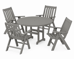 Vineyard Folding Chair 5-Piece Round Farmhouse Dining Setoutdoor patio furniture set
