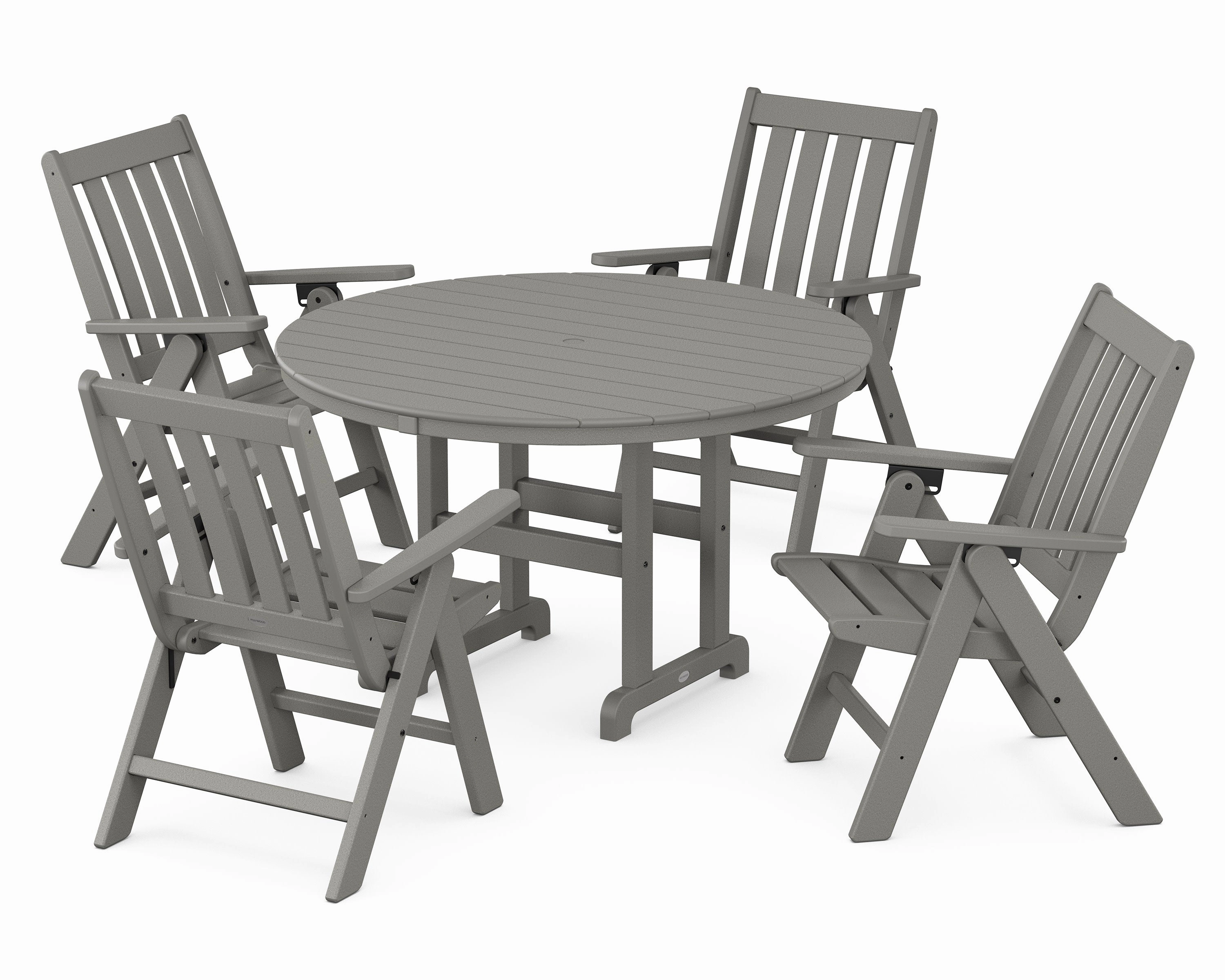Vineyard Folding Chair 5-Piece Round Farmhouse Dining Setoutdoor patio furniture set