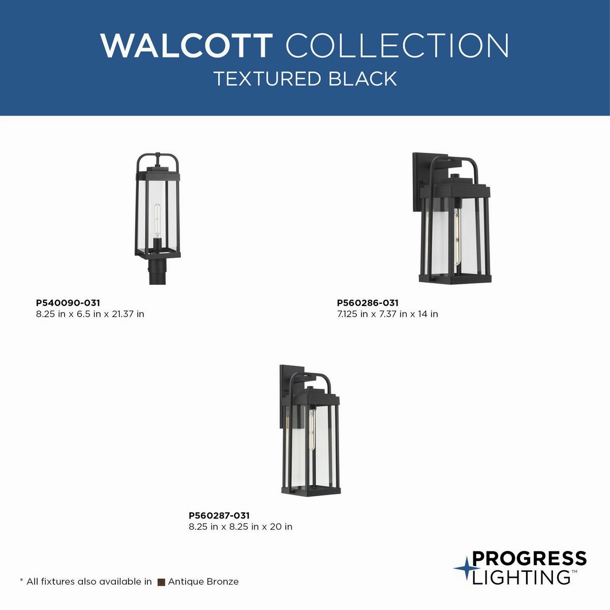 Walcott One Light Outdoor Wall Lantern Black