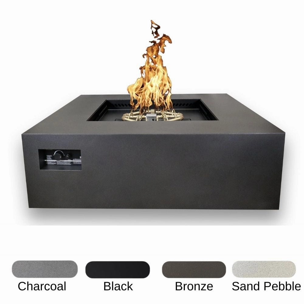 Warming Trends AON 48-inch Powder-Coated Steel 24 VOLT Hot Surface Ignition Square Fire Pit Tableportable outdoor fire pit with lid