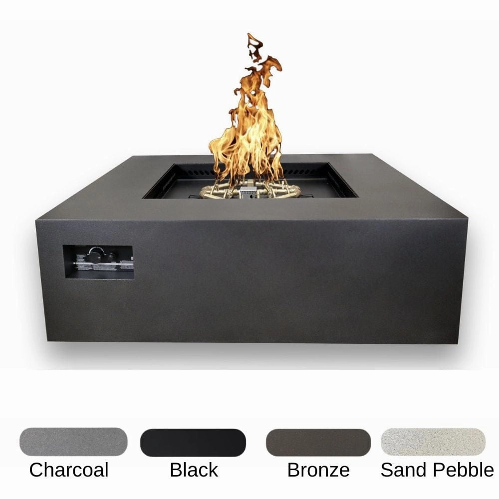 Warming Trends AON 56-inch Powder-Coated Steel Push Button Spark Ignition Square Fire Pit Tableportable outdoor fire pit with lid