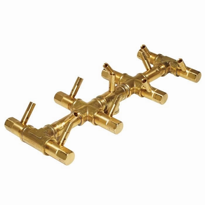 Warming Trends Crossfire Tree-Style 5.25 x 13.75-inch Brass Gas Fire Pit Burner 110K BTUFireproof mat for under fire pit