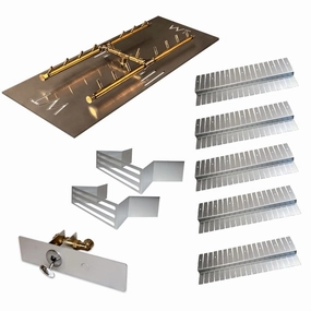Warming Trends Raffinato Specialty Paver Kit with Crossfire H-Style Brass Burner and Rectangular Aluminum PlateFireproof mat for under fire pit