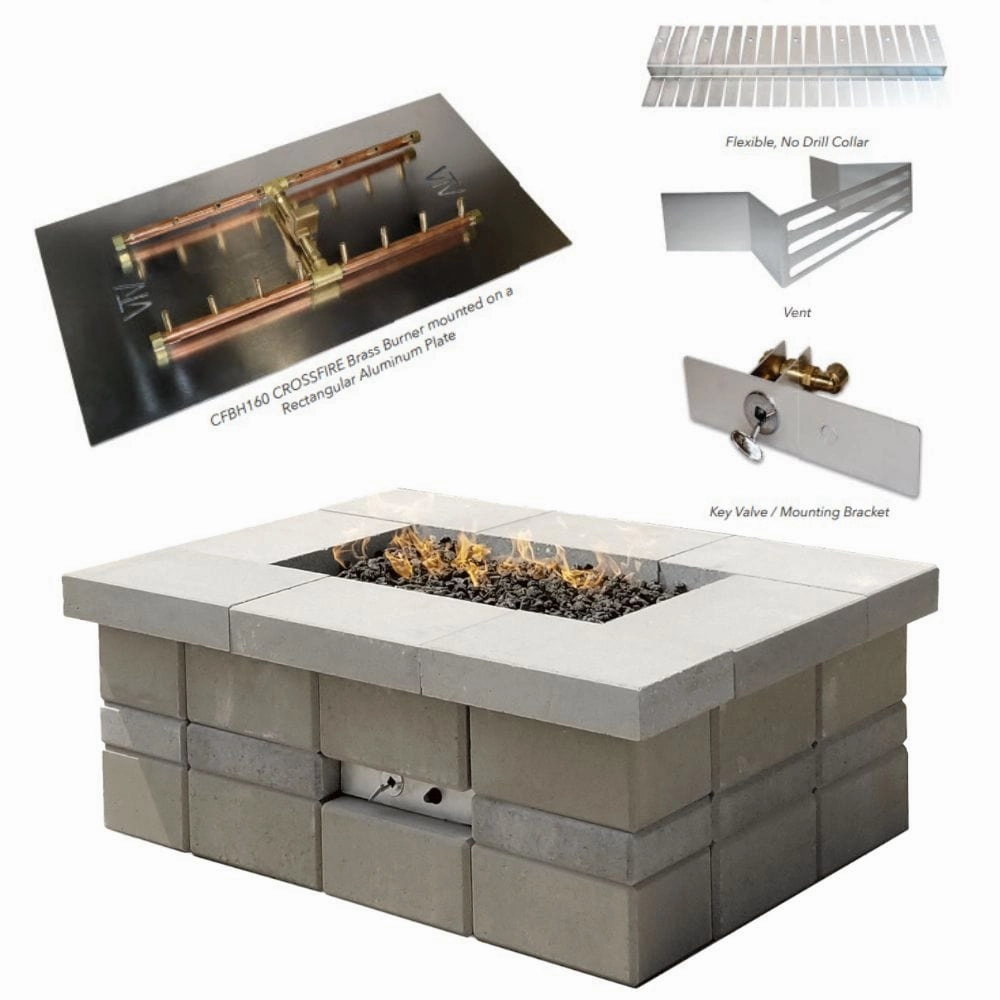 Warming Trends Raffinato Specialty Paver Kit with Crossfire H-Style Brass Burner and Rectangular Aluminum Plate