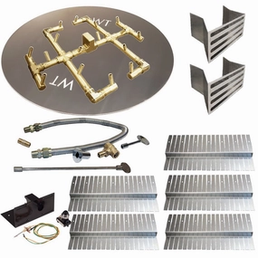 Warming Trends Valencia Universal Paver Kit with Crossfire Brass Burner and 29-inch Circular Aluminum PlateFireproof mat for under fire pit