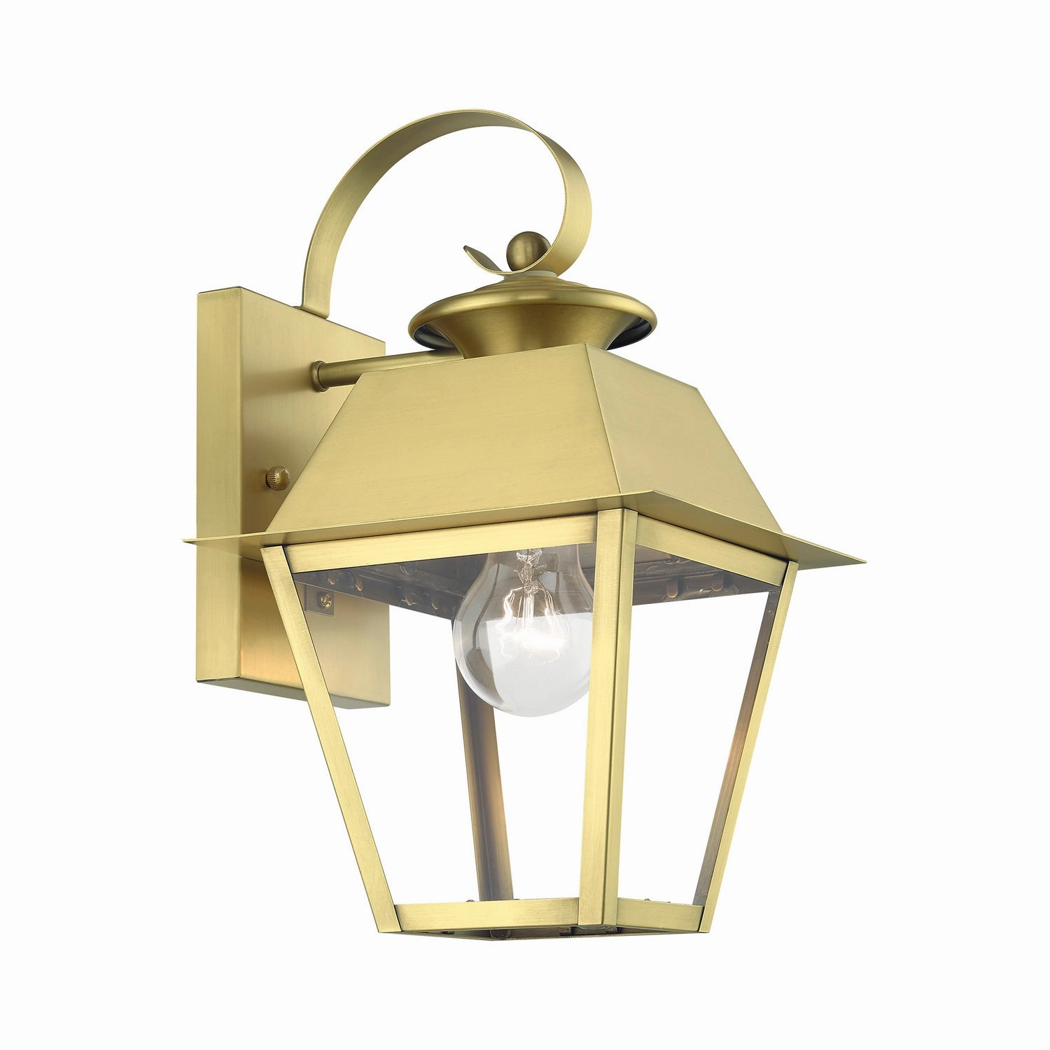 Wentworth One Light Outdoor Wall Lantern Natural Brass