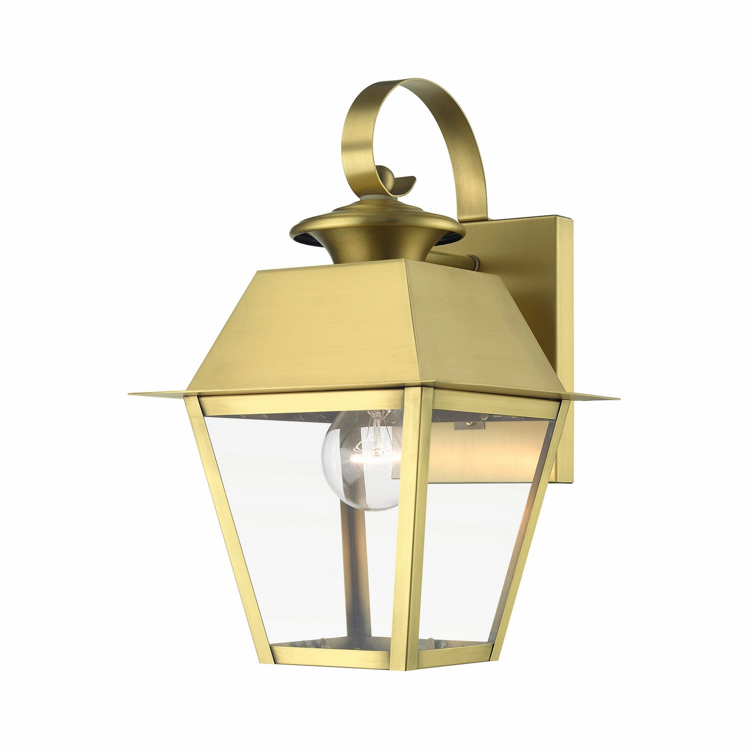 Wentworth One Light Outdoor Wall Lantern Natural BrassOutdoor wall sconces with motion sensor