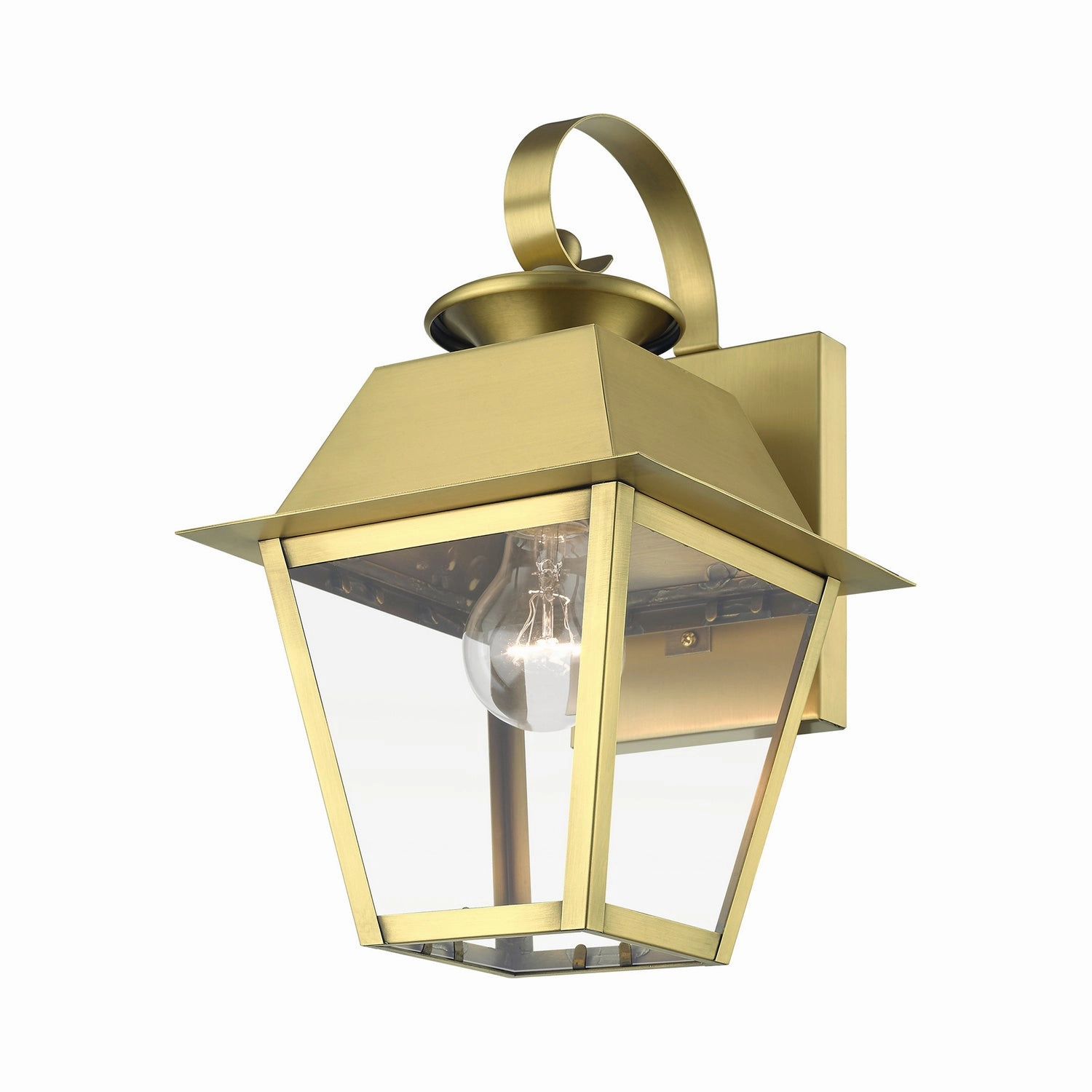 Wentworth One Light Outdoor Wall Lantern Natural Brass