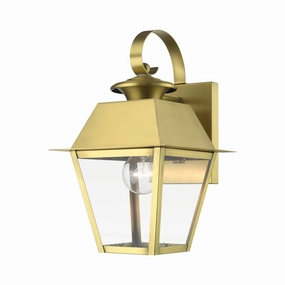 Wentworth One Light Outdoor Wall Lantern Natural BrassOutdoor wall sconces with motion sensor