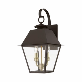 Wentworth Two Light Outdoor Wall Lantern Bronze w/Antique Brass Finish ClusterOutdoor wall sconces with motion sensor